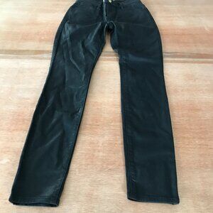 Frame Le High Skinny Jeans Women 24 Black Mid Rise Coated Stretch Preppy 17545